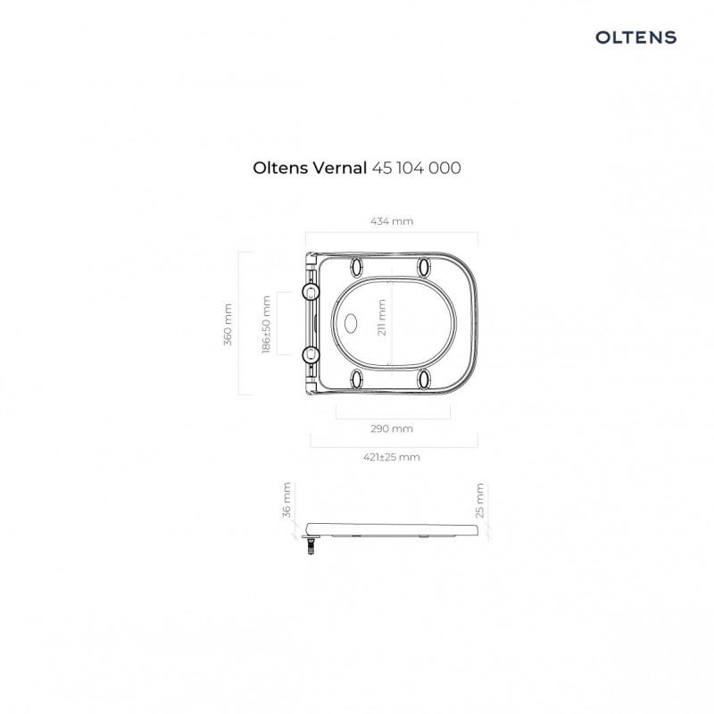 Oltens Vernal deska sedesowa wolnoopadająca slim duroplast biała 45104000