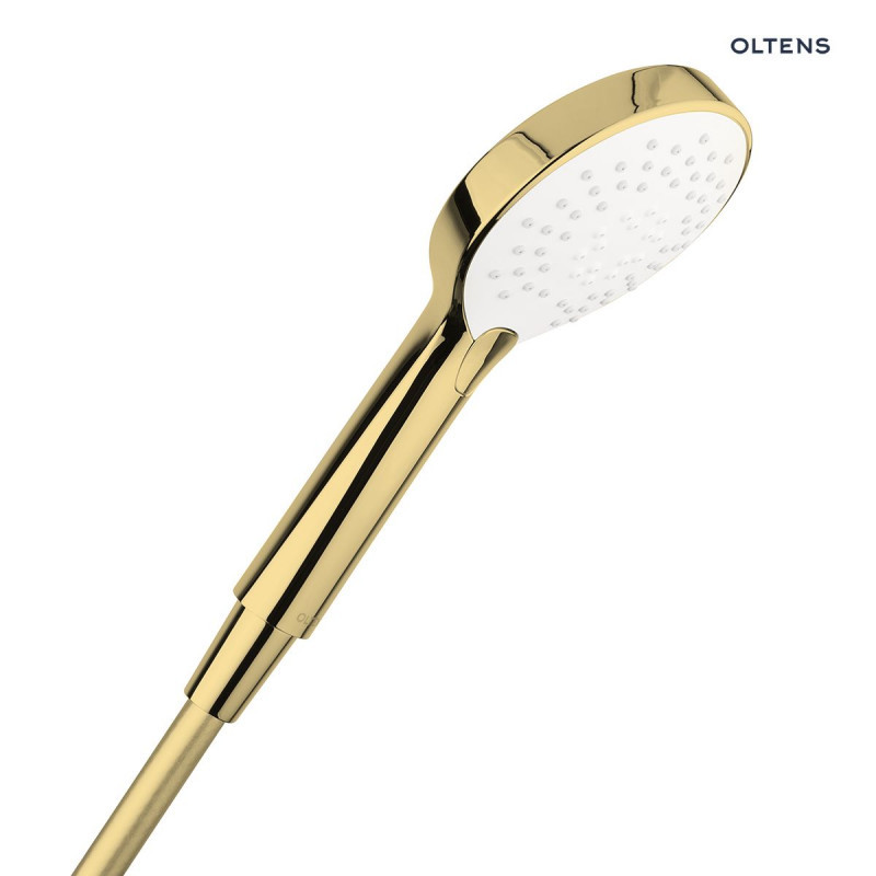 Oltens Driva EasyClick Alling 60 zestaw prysznicowy z drążkiem z mydelniczką złoty połysk 36004080