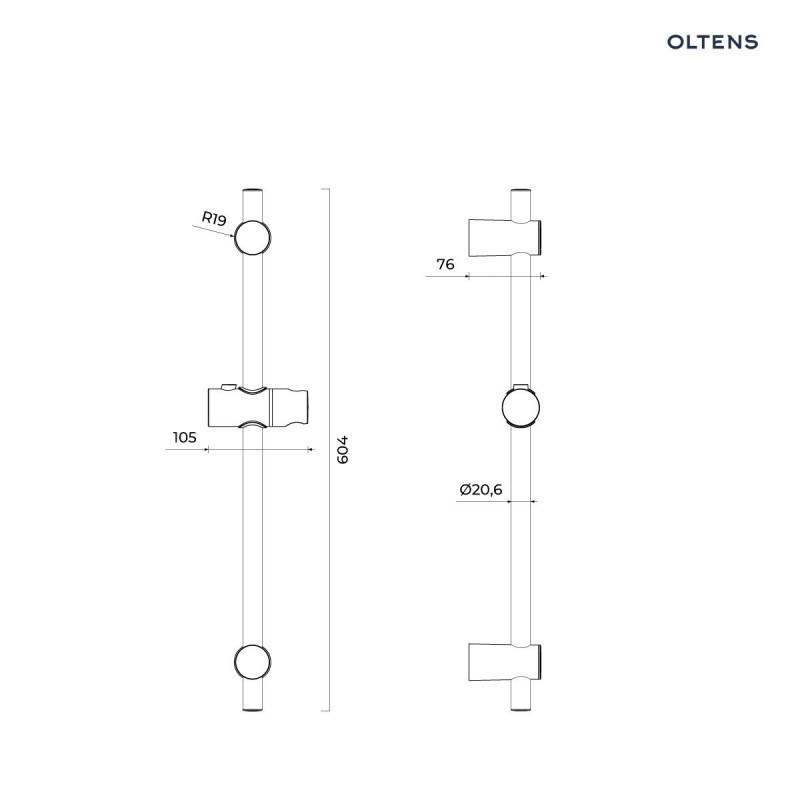 Oltens Ume Alling 60 zestaw prysznicowy z drążkiem złoty połysk 36002800
