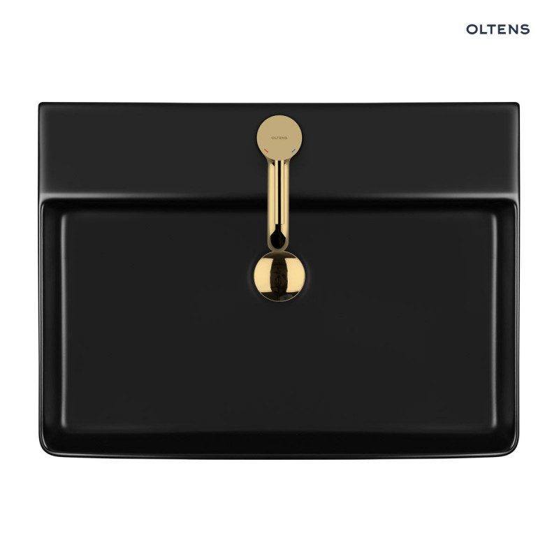 Oltens Duve umywalka 60x42 cm nablatowa prostokątna czarny mat 41300300