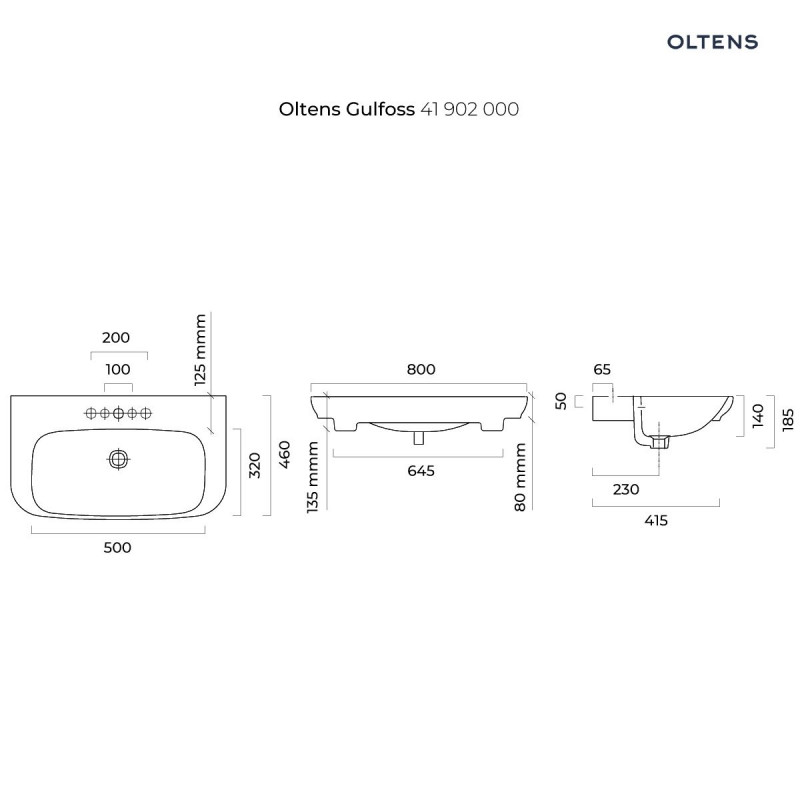 Oltens Gulfoss umywalka 80x46 cm nablatowa częściowo wpuszczana z powłoką SmartClean biała 41902000