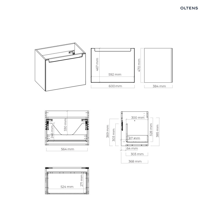 Oltens Jog zestaw szafka z umywalką 60 cm biała 68000000