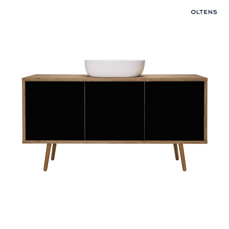 Oltens Hedvig szafka 140 cm podumywalkowa wisząca czarny mat dąb naturalny 60205360