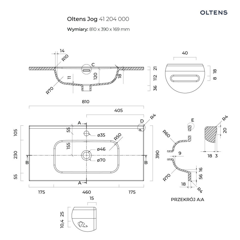 Oltens Jog zestaw szafka z umywalką 80 cm biała 68001000
