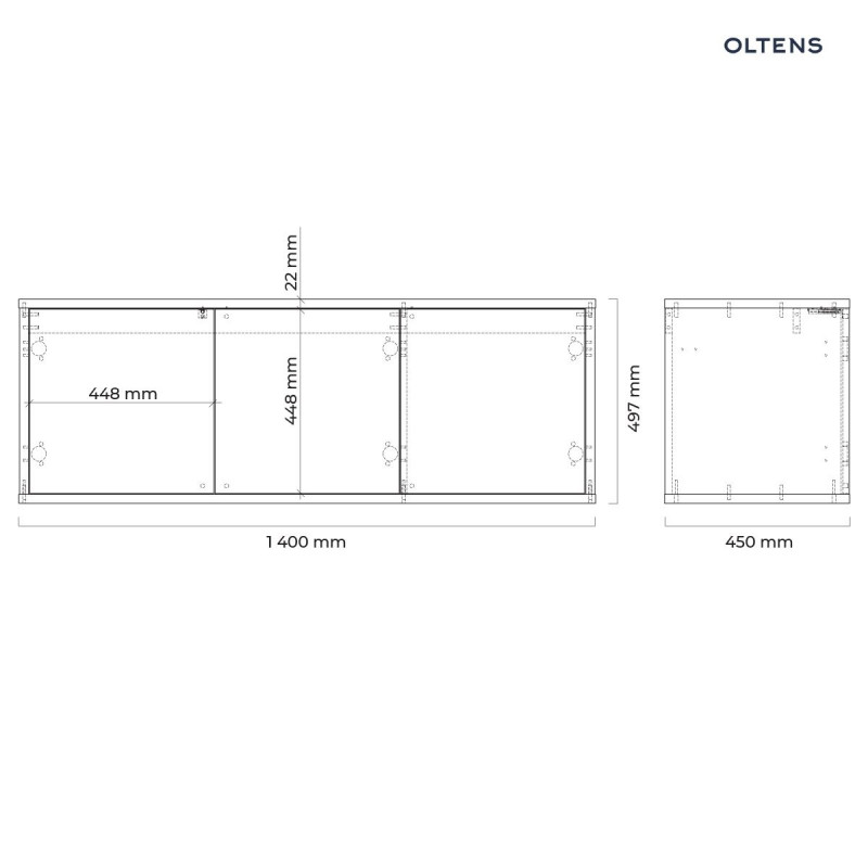 Oltens Hedvig szafka 140 cm podumywalkowa wisząca biały połysk dąb naturalny 60205060