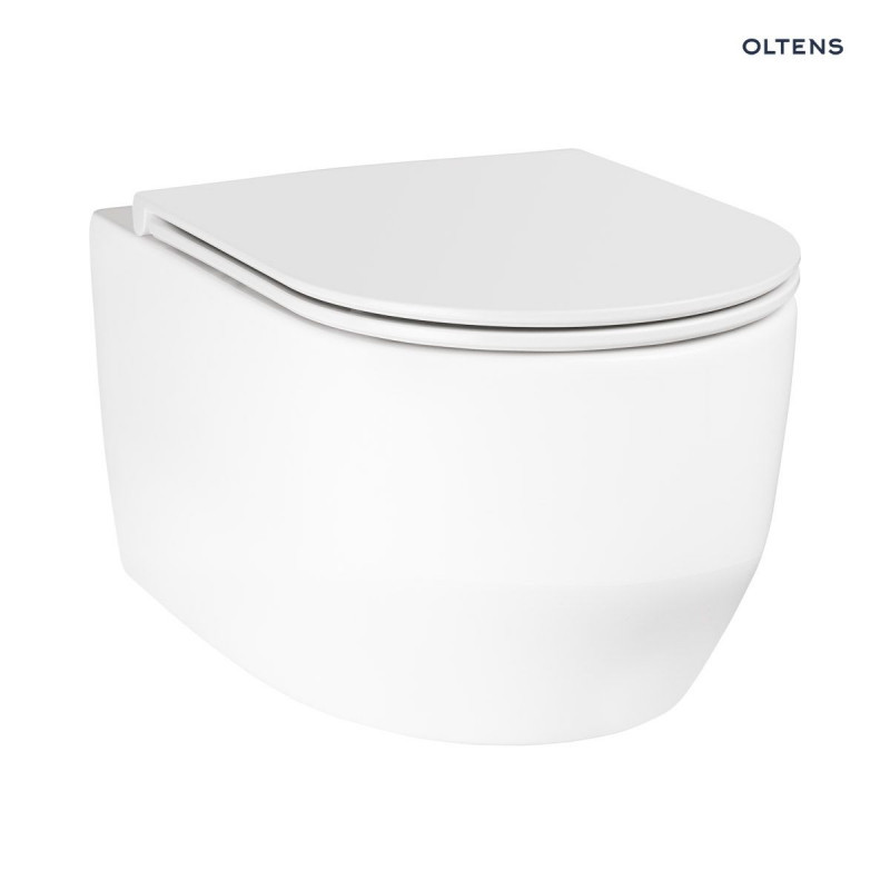 Oltens Holsted zestaw muszla wisząca PureRim z deską wolnoopadającą biały 42017000