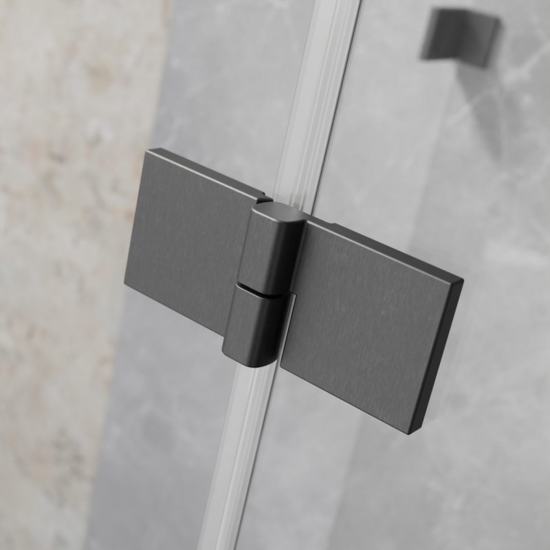 Radaway Essenza Pro Brushed GunMetal PTJ kabina pięciokątna 80x100 drzwi otwierane prawe gunmetal Easy Clean 10100000-92-01R + 10100500-01-01