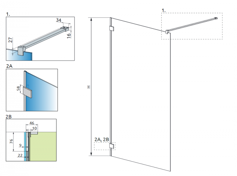 Radaway Essenza Pro Brushed Nickel kabina typu Walk-In 75 cm nikiel szczotkowana przeźroczyste Easy Clean 10103075-91-01