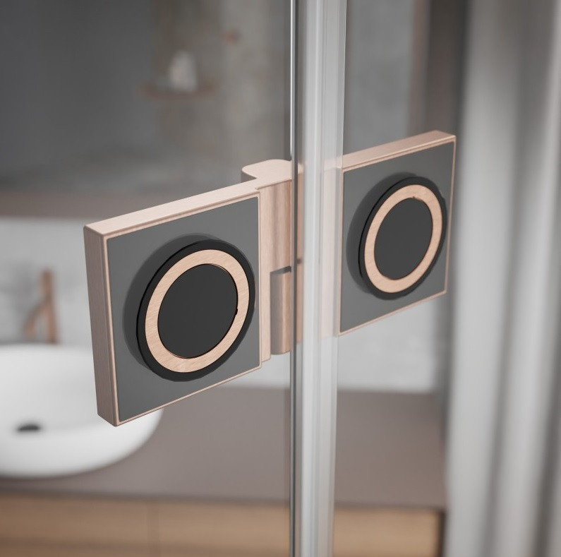 Radaway Essenza Pro Brushed Copper PTJ kabina pięciokątna 80x100 drzwi otwierane prawe miedź szczotkowana Easy Clean 10100000-93-01R + 10100500-01-01