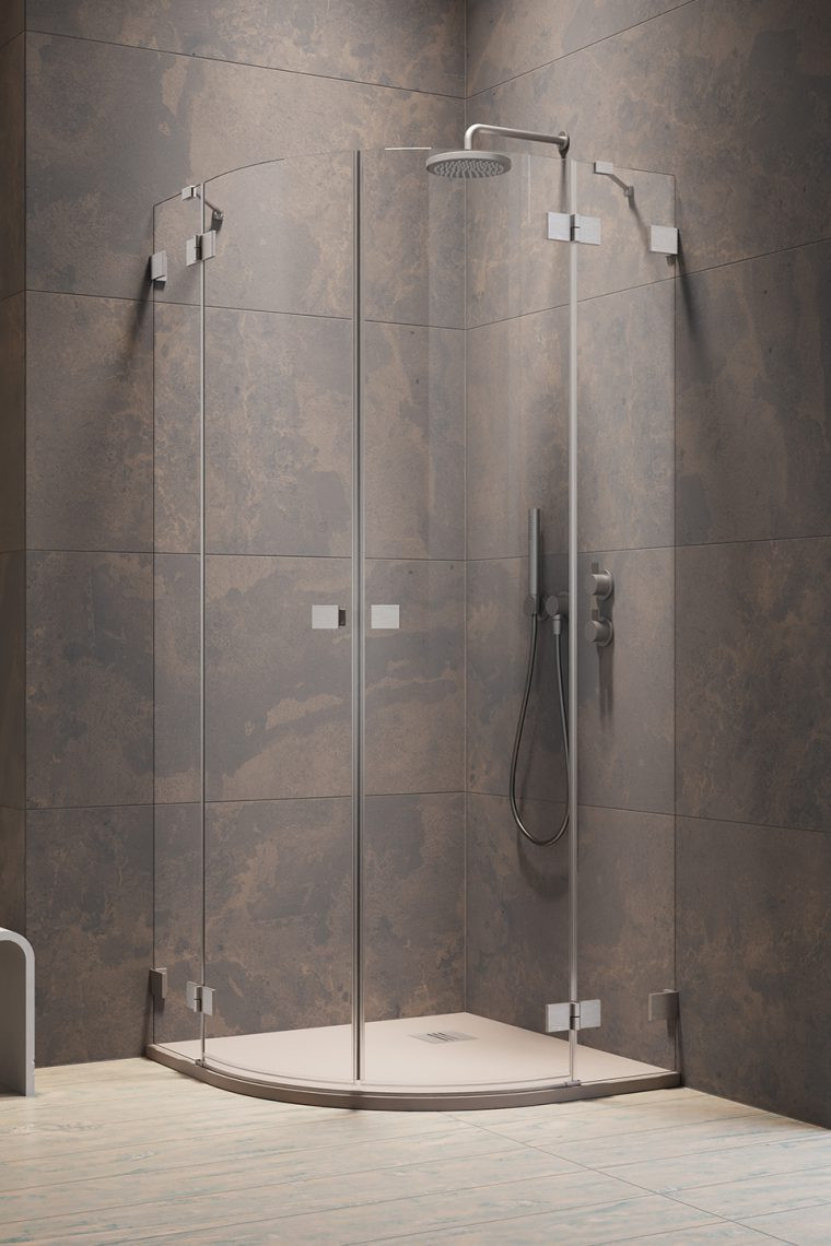 Radaway Essenza Pro Brushed Nickel PDD kabina półokrągła 80Lx90R drzwi otwierane nikiel szczotkowany Easy Clean 10095080-91-01L + 10095090-91-01R