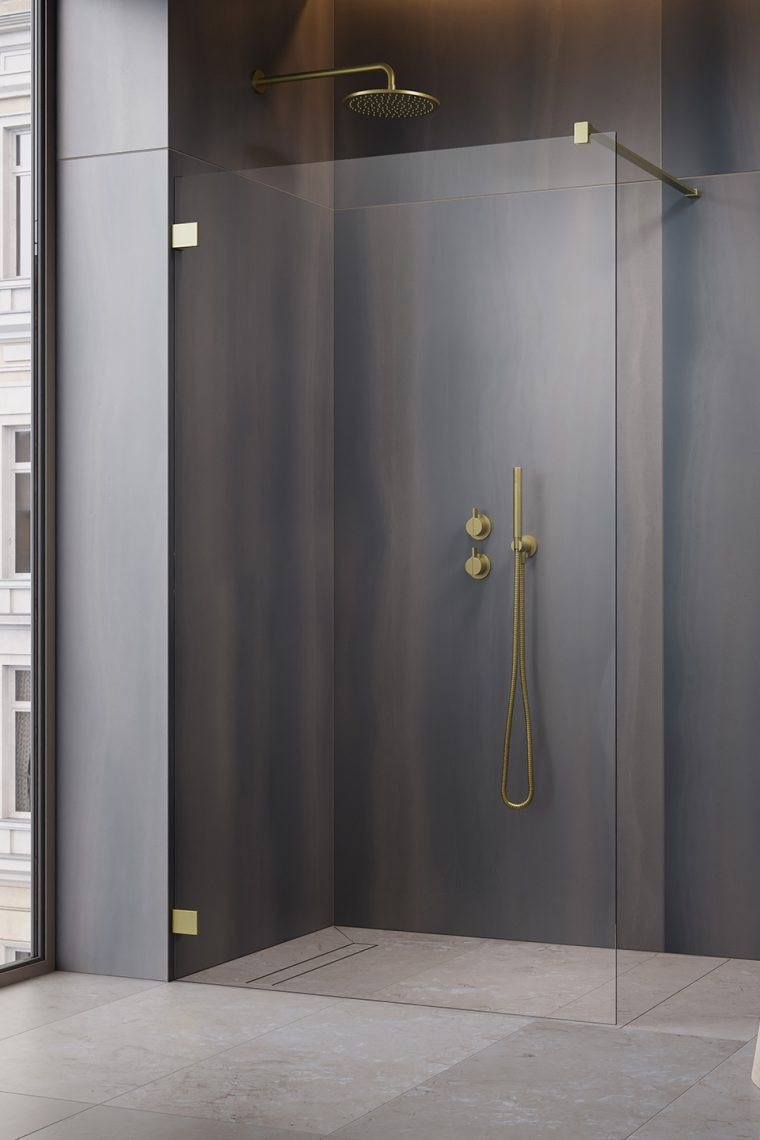 Radaway Essenza Pro Brushed Gold kabina typu Walk-In 115 cm złoty szczotkowany przeźroczyste Easy Clean 10103115-99-01