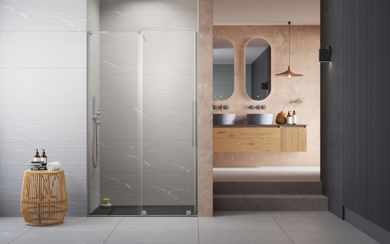 Radaway Furo SL Brushed Nickel DWJ drzwi wnękowe przesuwne 110 cm lewe nikiel szczotkowany przeźroczyste Easy Clean 10307572-91-01L + 10110530-01-01