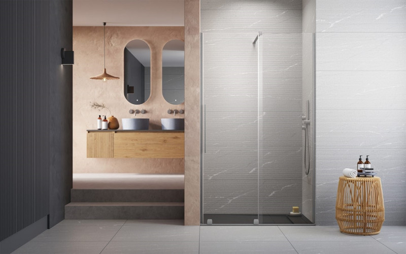 Radaway Furo Brushed Nickel DWJ drzwi wnękowe przesuwne 160 cm prawe nikiel szczotkowany przeźroczyste Easy Clean 10107822-91-01R + 10110780-01-01