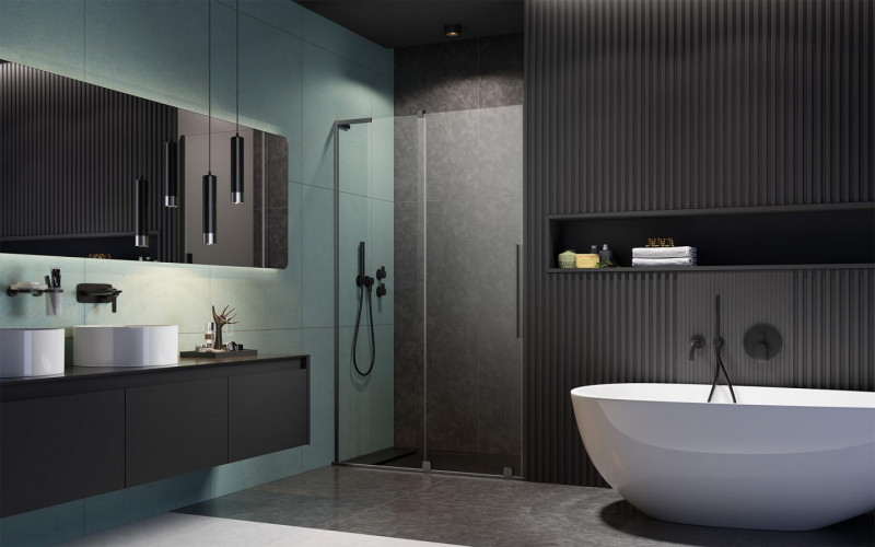 Radaway Furo SL Brushed GunMetal DWJ drzwi wnękowe przesuwne 110 cm lewe gunmetal szczotkowany przeźroczyste Easy Clean 10307572-92-01L + 10110530-01-01