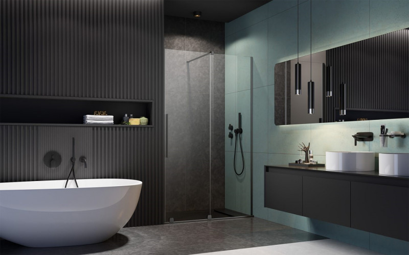 Radaway Furo Brushed GunMetal DWJ drzwi wnękowe przesuwne 130 cm prawe gunmetal szczotkowany przeźroczyste Easy Clean 10107672-92-01R + 10110630-01-01