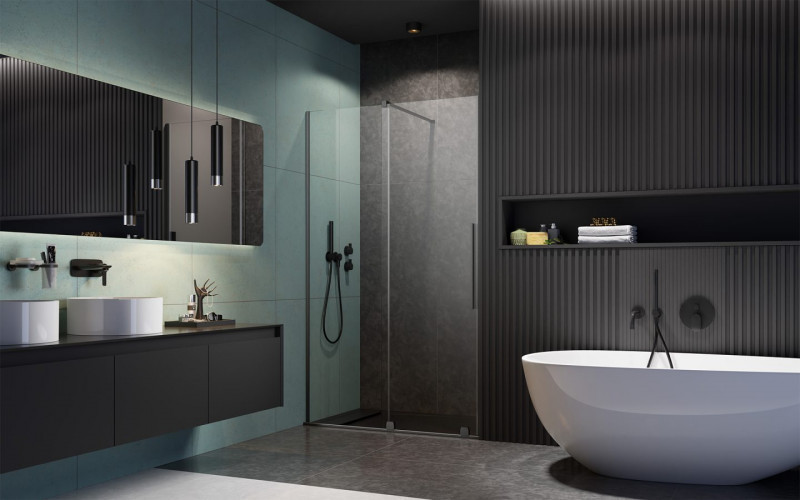 Radaway Furo Brushed GunMetal DWJ drzwi wnękowe przesuwne 160 cm lewe gunmetal szczotkowany przeźroczyste Easy Clean 10107822-92-01L + 10110780-01-01