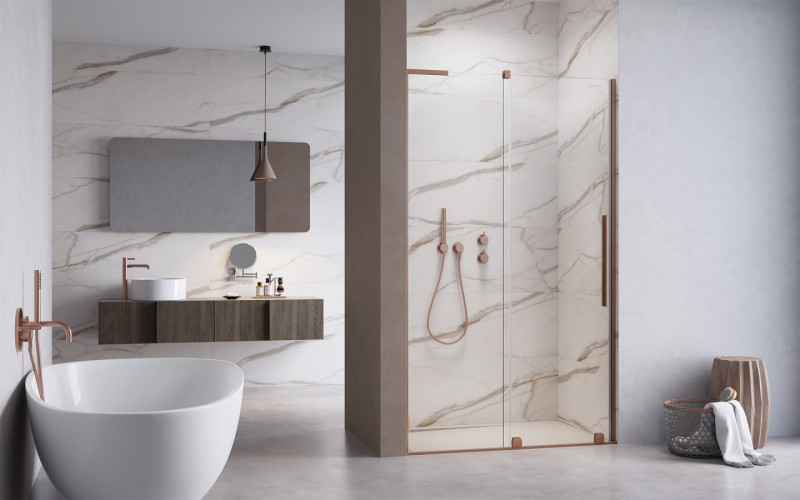 Radaway Furo SL Brushed Copper DWJ drzwi wnękowe przesuwne 100 cm lewe miedź szczotkowana przeźroczyste Easy Clean 10307522-93-01L + 10110480-01-01