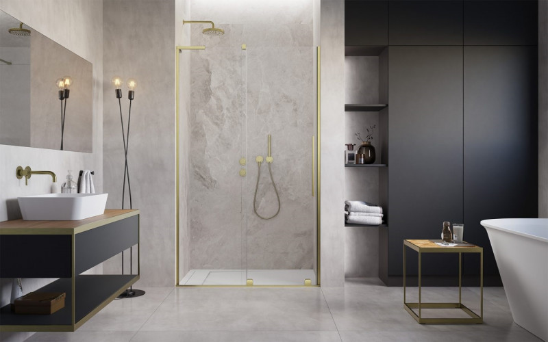 Radaway Furo SL Brushed Gold DWJ drzwi wnękowe przesuwne 110 cm lewe złoty szczotkowany przeźroczyste Easy Clean 10307572-99-01L + 10110530-01-01