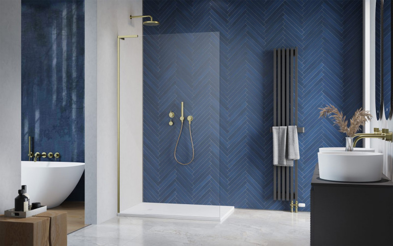 Radaway Modo SL Brushed Gold II kabina typu Walk-In 120 lewa złoty szczotkowany przeźroczyste Easy Clean 10319124-99-01L