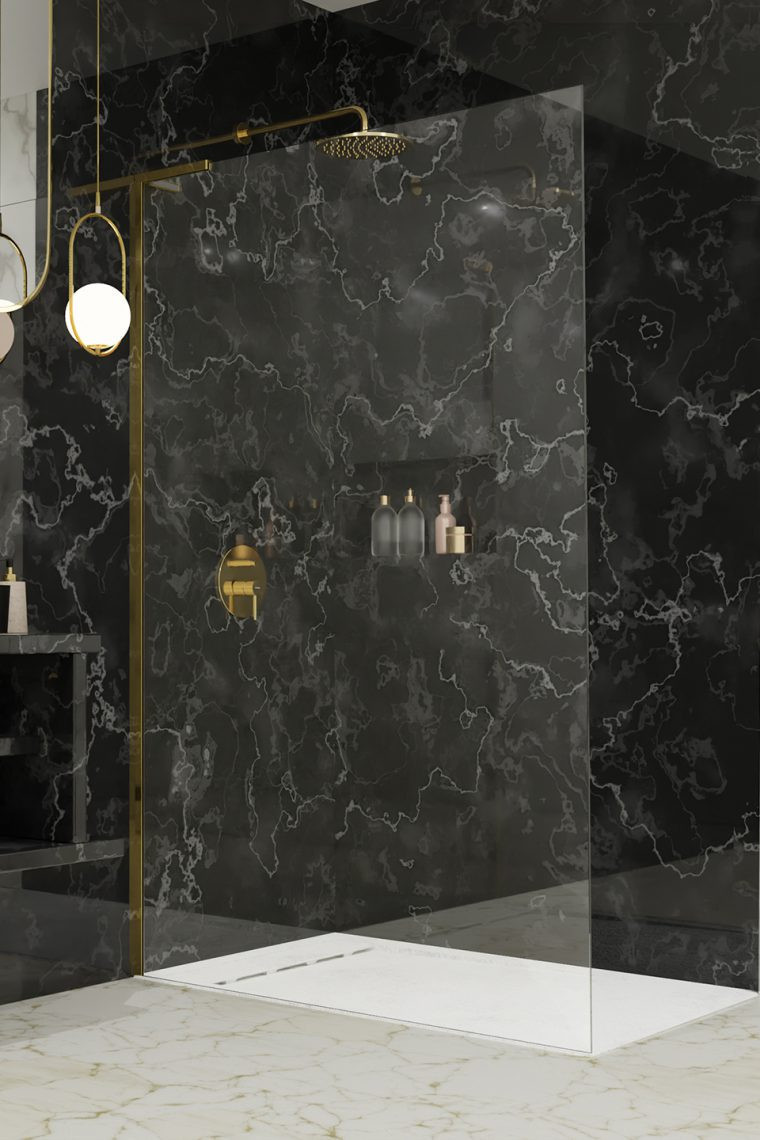 Radaway Modo SL Gold II kabina typu Walk-In 70 lewa złoty przeźroczyste Easy Clean 10319074-09-01L