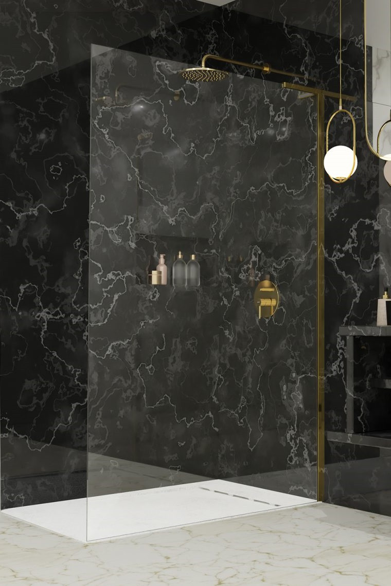 Radaway Modo SL Gold II kabina typu Walk-In 50 prawa złoty przeźroczyste Easy Clean 10319054-09-01R