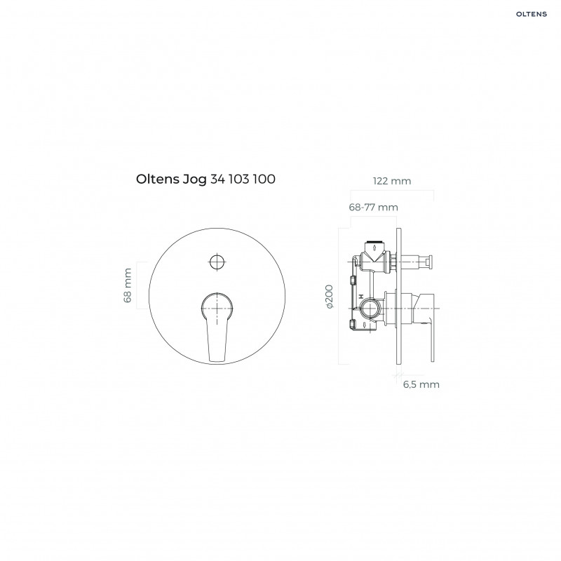 Oltens Jog bateria wannowo-prysznicowa podtynkowa kompletna chrom 34103100