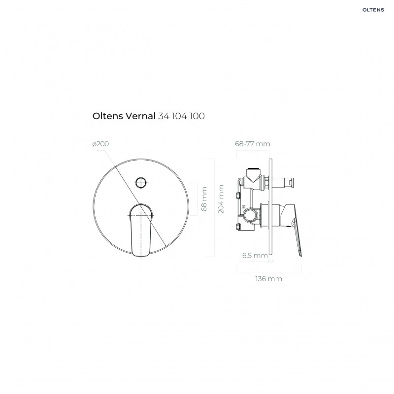 Oltens Vernal bateria wannowo-prysznicowa podtynkowa kompletna chrom 34104100