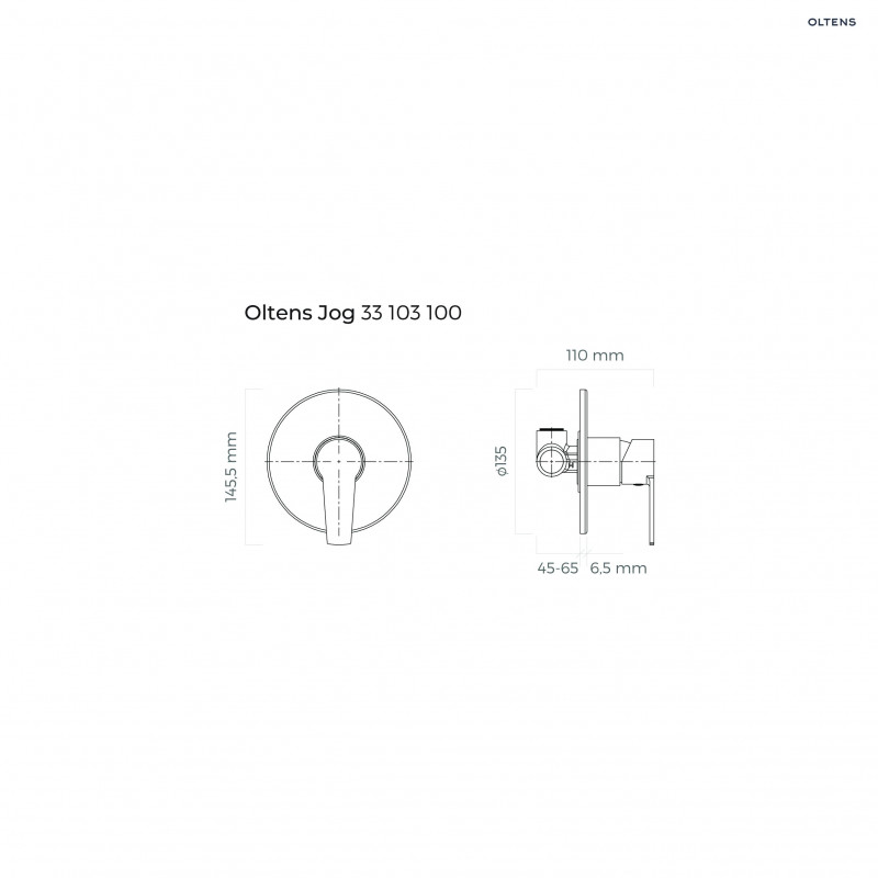 Oltens Jog bateria prysznicowa podtynkowa kompletna chrom 33103100