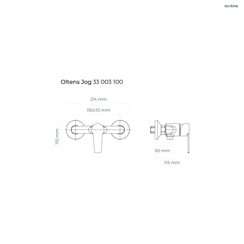 Oltens Jog bateria prysznicowa ścienna chrom 33003100