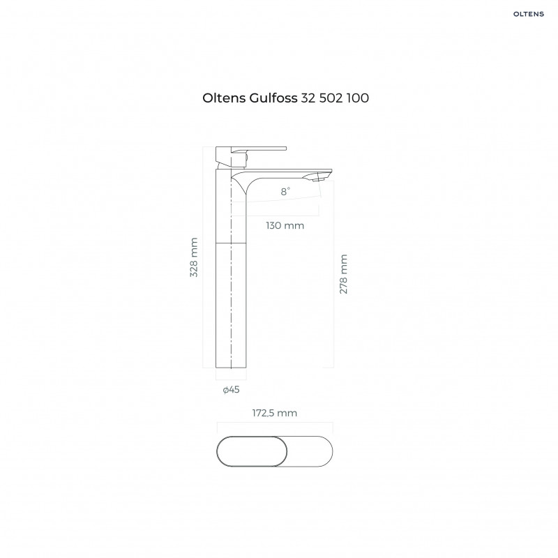 Oltens Gulfoss bateria umywalkowa stojąca wysoka chrom 32502100