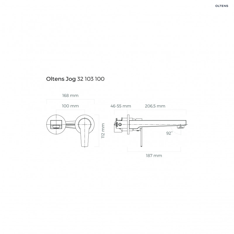Oltens Jog bateria umywalkowa podtynkowa kompletna chrom 32103100