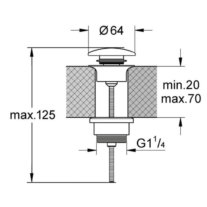 Kerasan Nolita korek umywalkowy click-clack niski czarny ceramiczny połysk 923304