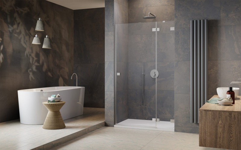 Radaway Essenza Pro Brushed Nickel DWJ drzwi wnękowe otwierane 90 cm prawe nikiel szczotkowany Easy Clean 10099090-91-01R