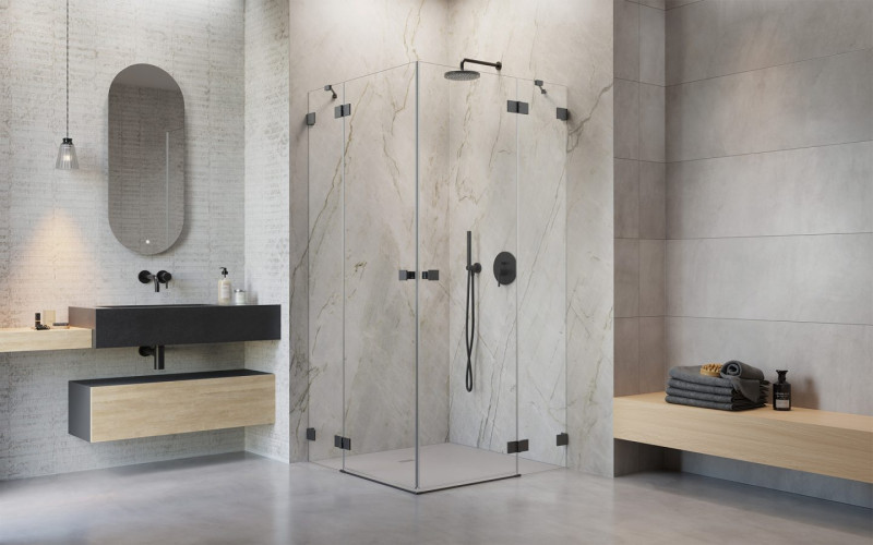 Radaway Essenza Pro Brushed GunMetal KDD kabina prostokątna 100Lx90R drzwi otwierane gunmetal Easy Clean 10096100-92-01L + 10096090-92-01R