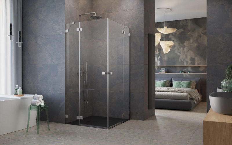 Radaway Essenza Pro Brushed Nickel KDD kabina prostokątna 100Lx80R drzwi otwierane nikiel szczotkowany Easy Clean 10096100-91-01L + 10096080-91-01R