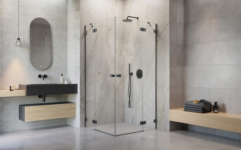 Radaway Essenza Pro Brushed GunMetal KDD kabina prostokątna 100Lx80R drzwi otwierane gunmetal Easy Clean 10096100-92-01L + 10096080-92-01R