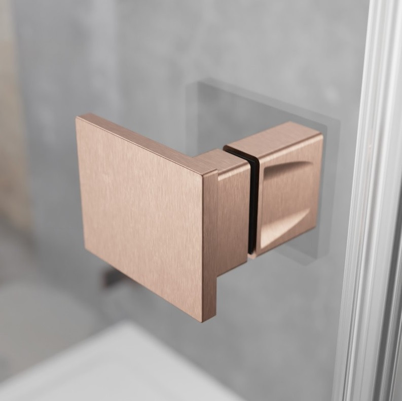 Radaway Essenza Pro Brushed Copper KDD kabina kwadratowa 90Lx80R drzwi otwierane miedź szczotkowana Easy Clean 10096090-93-01L + 10096080-93-01R