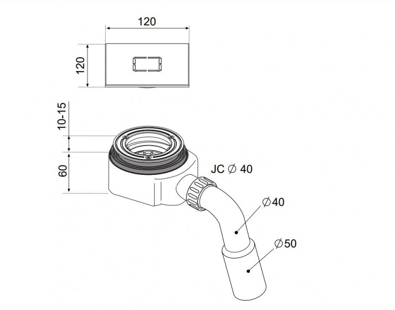 Radaway syfon brodzikowy kwadratowy 90 chrom R399