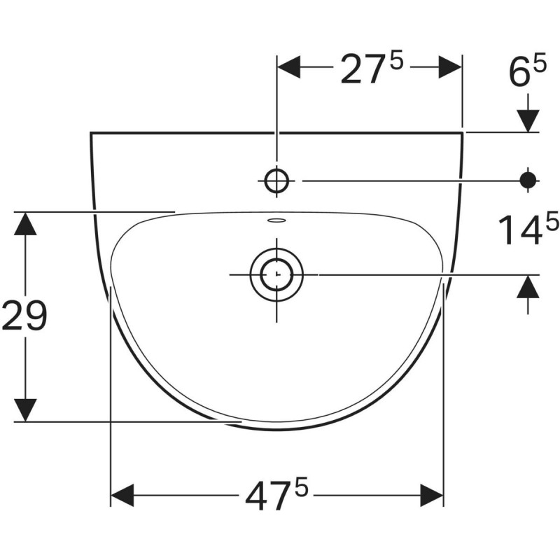 Geberit Selnova umywalka wisząca 55x44 cm z otworem biały 500.315.01.7
