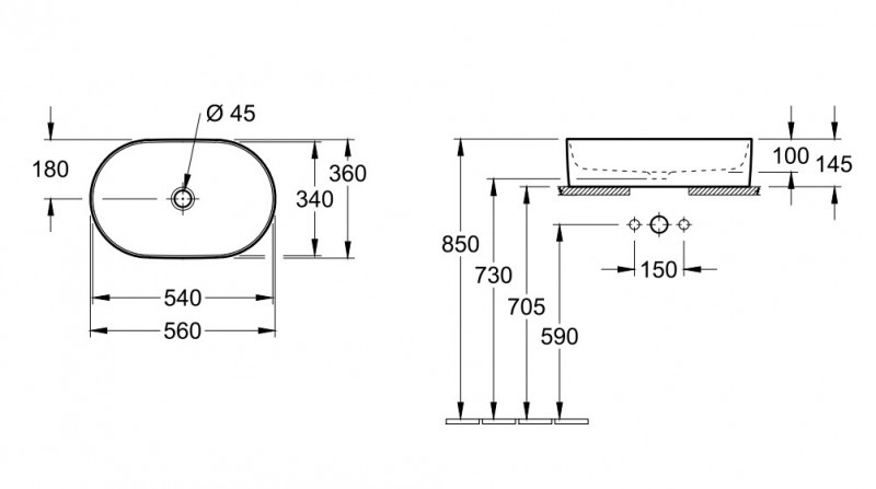 Villeroy&Boch Collaro umywalka nablatowa / stawiana na blat owalna 56x36 cm biała weiss alpin 4A195601