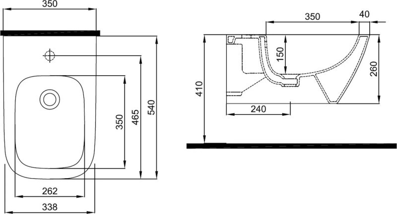 Geberit Smyle Square bidet wiszący z otworem 500.209.01.1