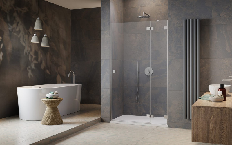 Radaway Essenza Pro Brushed Nickel DWJ drzwi wnękowe otwierane 120 cm prawe nikiel szczotkowany Easy Clean 10099120-91-01R