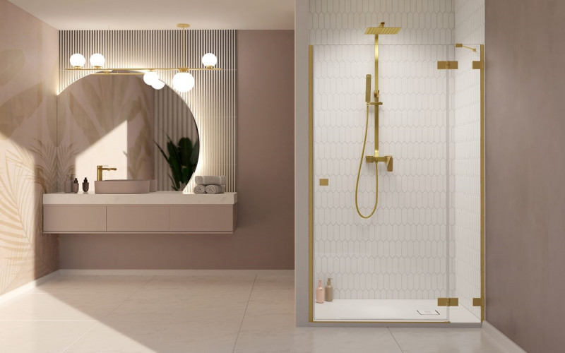 Radaway Essenza Pro Brushed Gold DWJ drzwi wnękowe otwierane 120 cm prawe złoty szczotkowany Easy Clean 10099120-99-01R