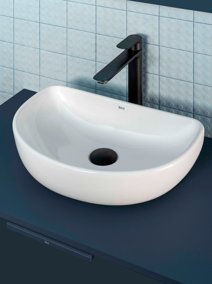 Roca Optica mała umywalka nablatowa półokrągła 45x30 biały mat A327C10620