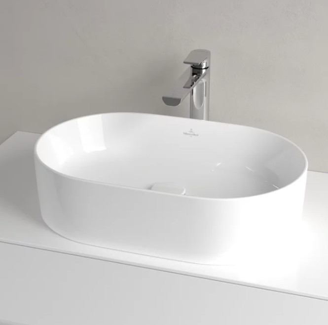 Villeroy&Boch Collaro umywalka nablatowa / stawiana na blat owalna 56x36 cm biała weiss alpin 4A195601