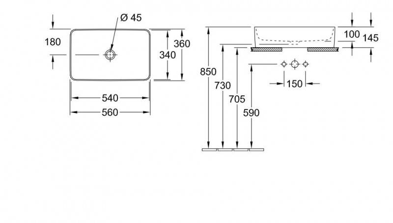 Villeroy&Boch Collaro umywalka nablatowa / stawiana na blat 56x36 cm  biała weiss alpin 4A205601
