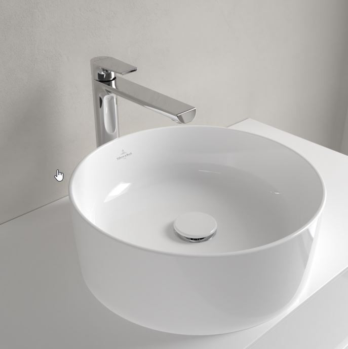 Villeroy&Boch Collaro umywalka nablatowa / stawiana na blat okrągła 40 cm biała weiss alpin CeramicPlus 4A1840R1