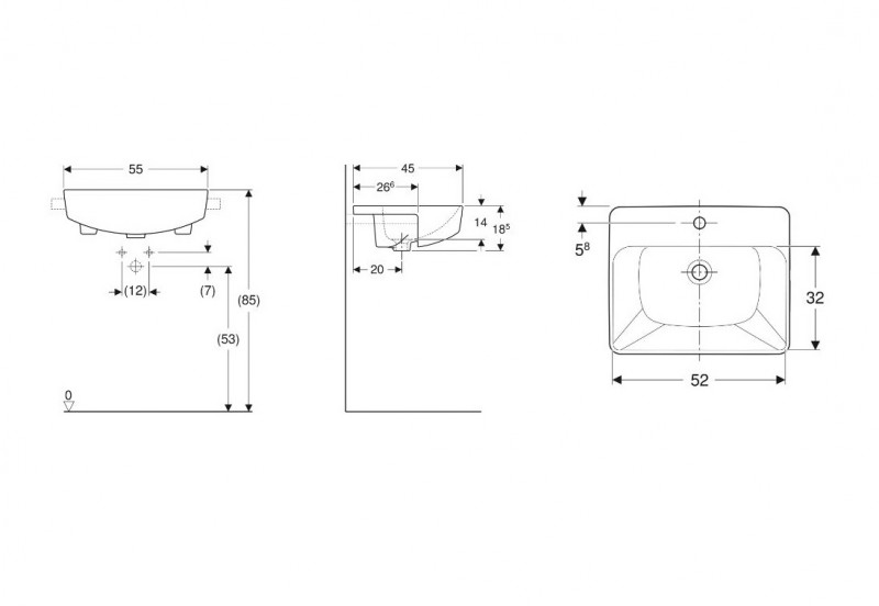Geberit Variform umywalka prostokątna półblatowa 55x45 cm KeraTect 500.681.00.1