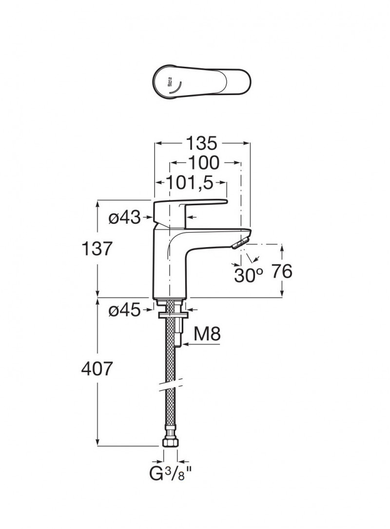 Roca Victoria Plus bateria umywalkowa bez korka Cold Start chrom A5A324FC00
