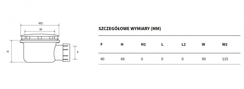 Excellent Zero syfon brodzikowy niski 90mm z pokrywą INEX.1716.90